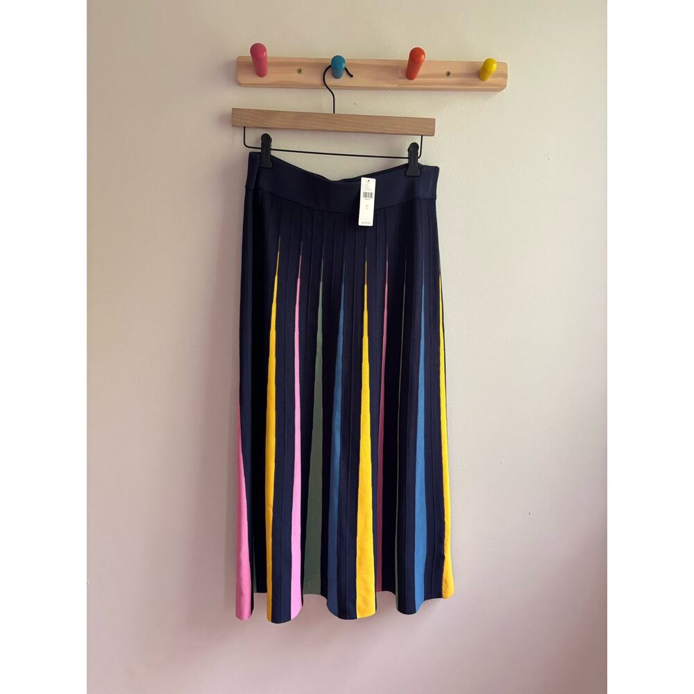 NWT Anthropologie Rainbow Pleated Contrast Skirt Large